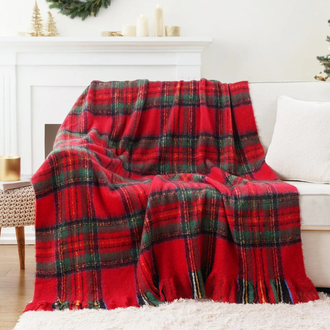 Faux Mohair Plaid Throw