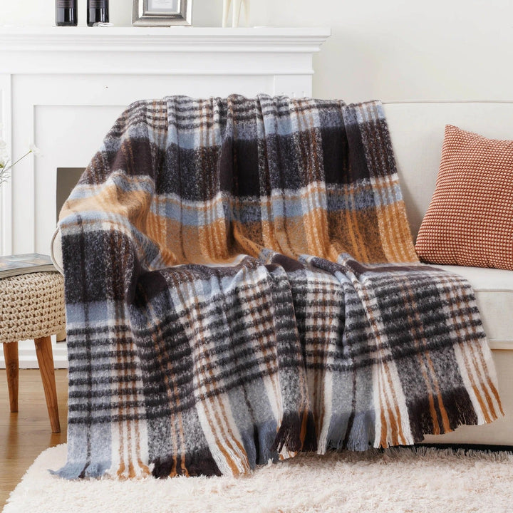 Faux Mohair Plaid Throw