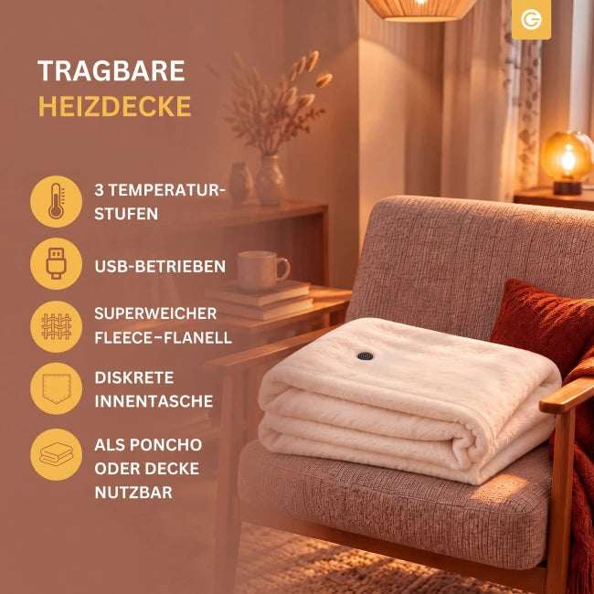 USB-Wärmeponcho aus weichem Fleece