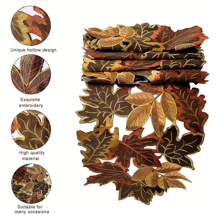 Embroidered Maple Leaf Table Runner