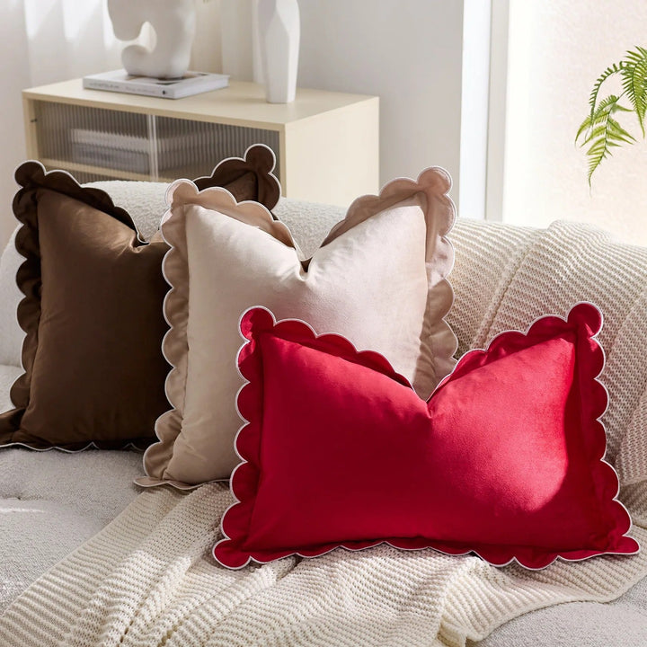 Scalloped Velvet Accent Pillow