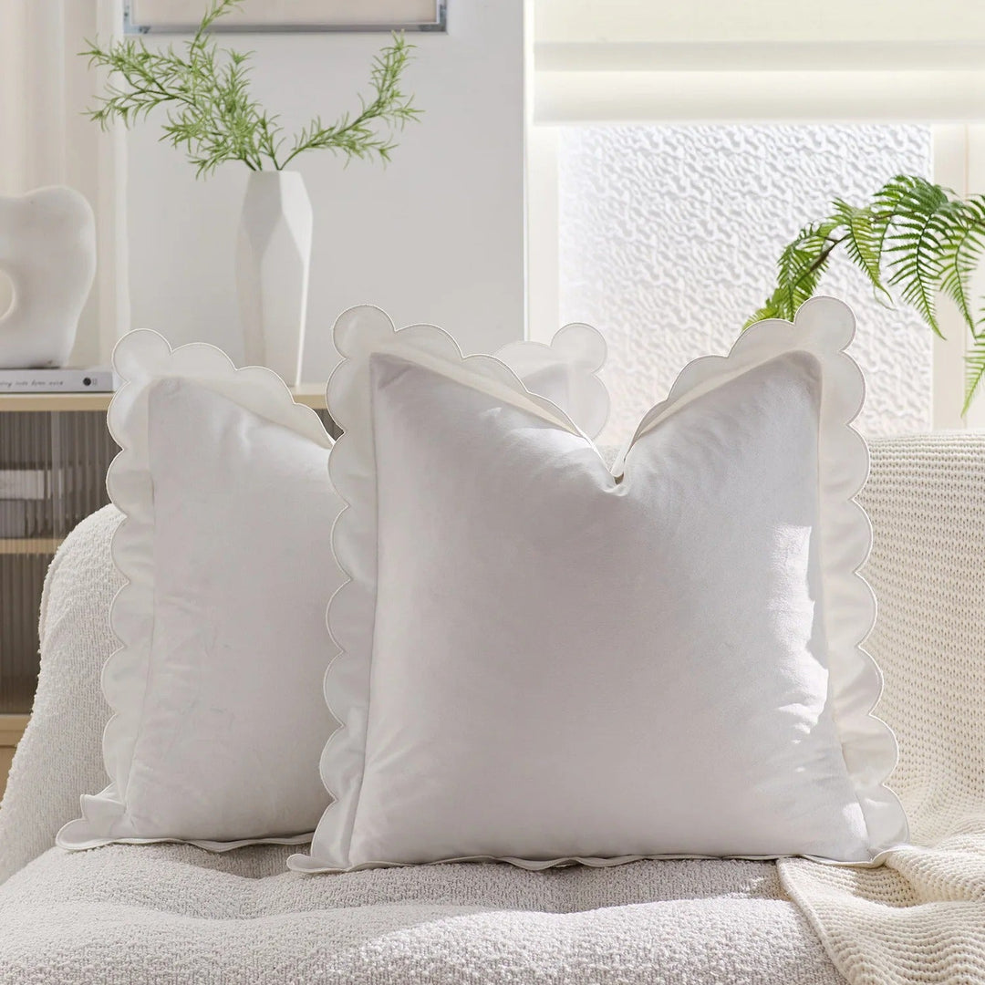 Scalloped Velvet Accent Pillow