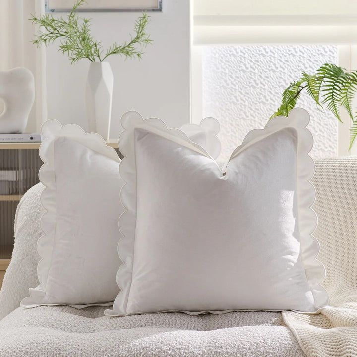 Scalloped Velvet Accent Pillow