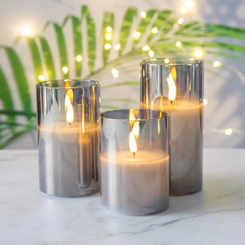 LED-Stabkerzen mit Flammeneffekt – 3er-Set