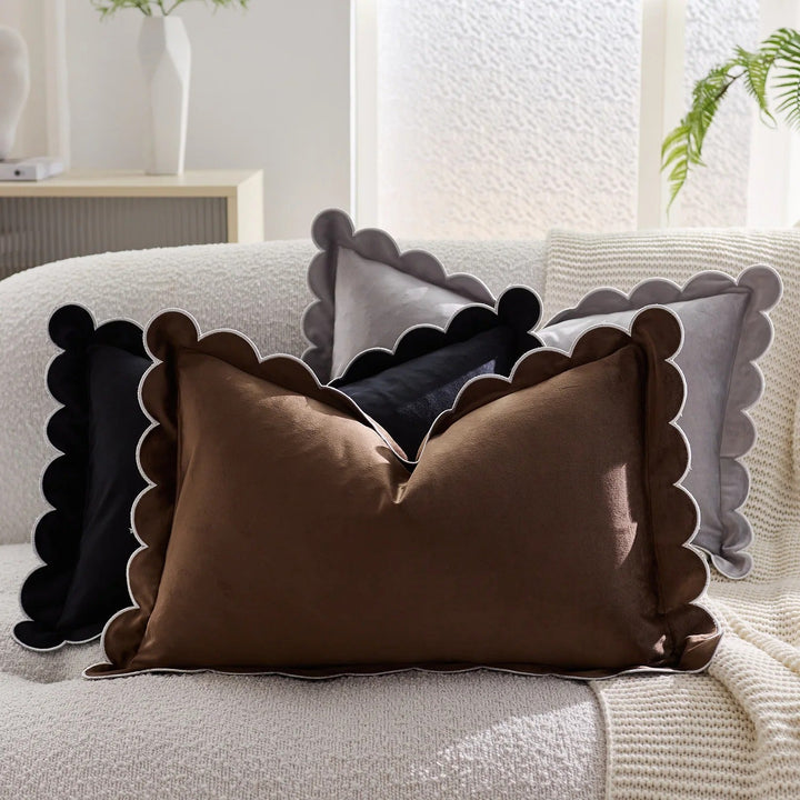 Scalloped Velvet Accent Pillow