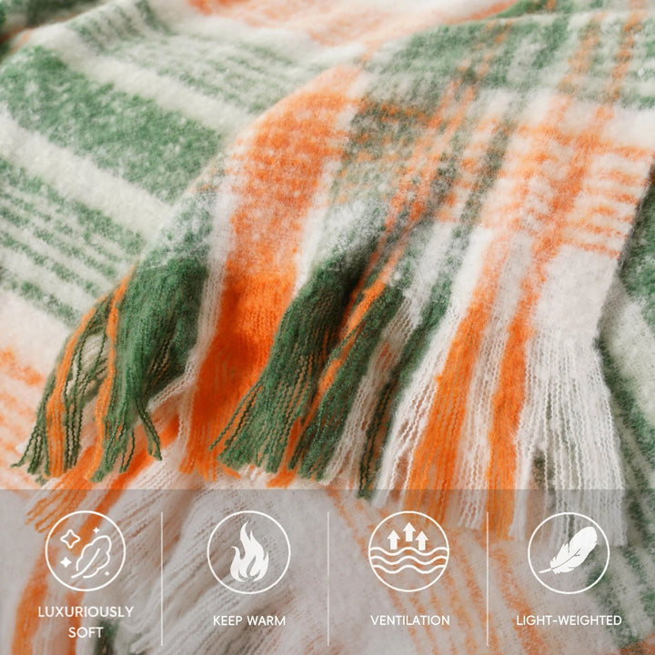 Faux Mohair Plaid Throw