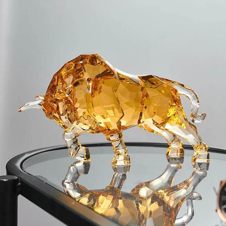 Golden Crystal Bull Figurine