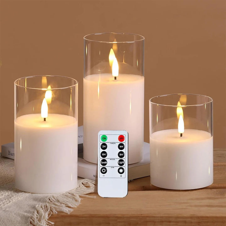 LED-Stabkerzen mit Flammeneffekt – 3er-Set