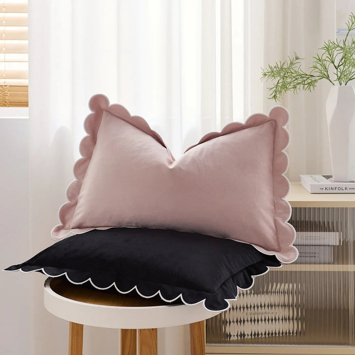 Scalloped Velvet Accent Pillow
