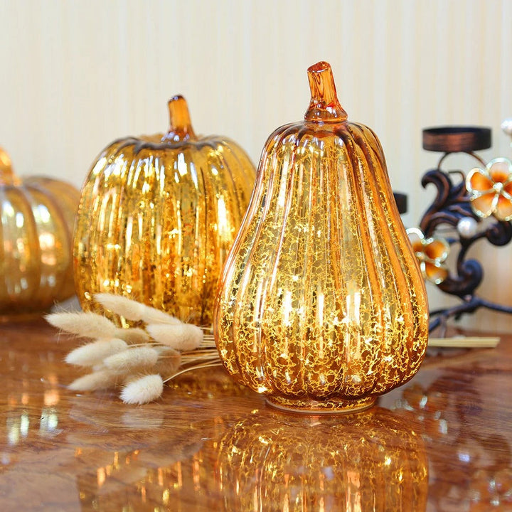 Amber Glow Glass Pumpkin