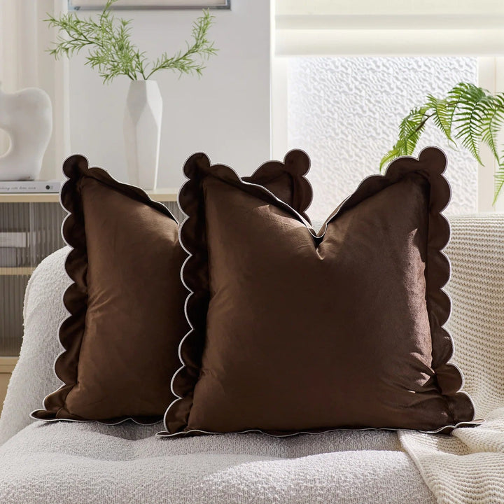 Scalloped Velvet Accent Pillow