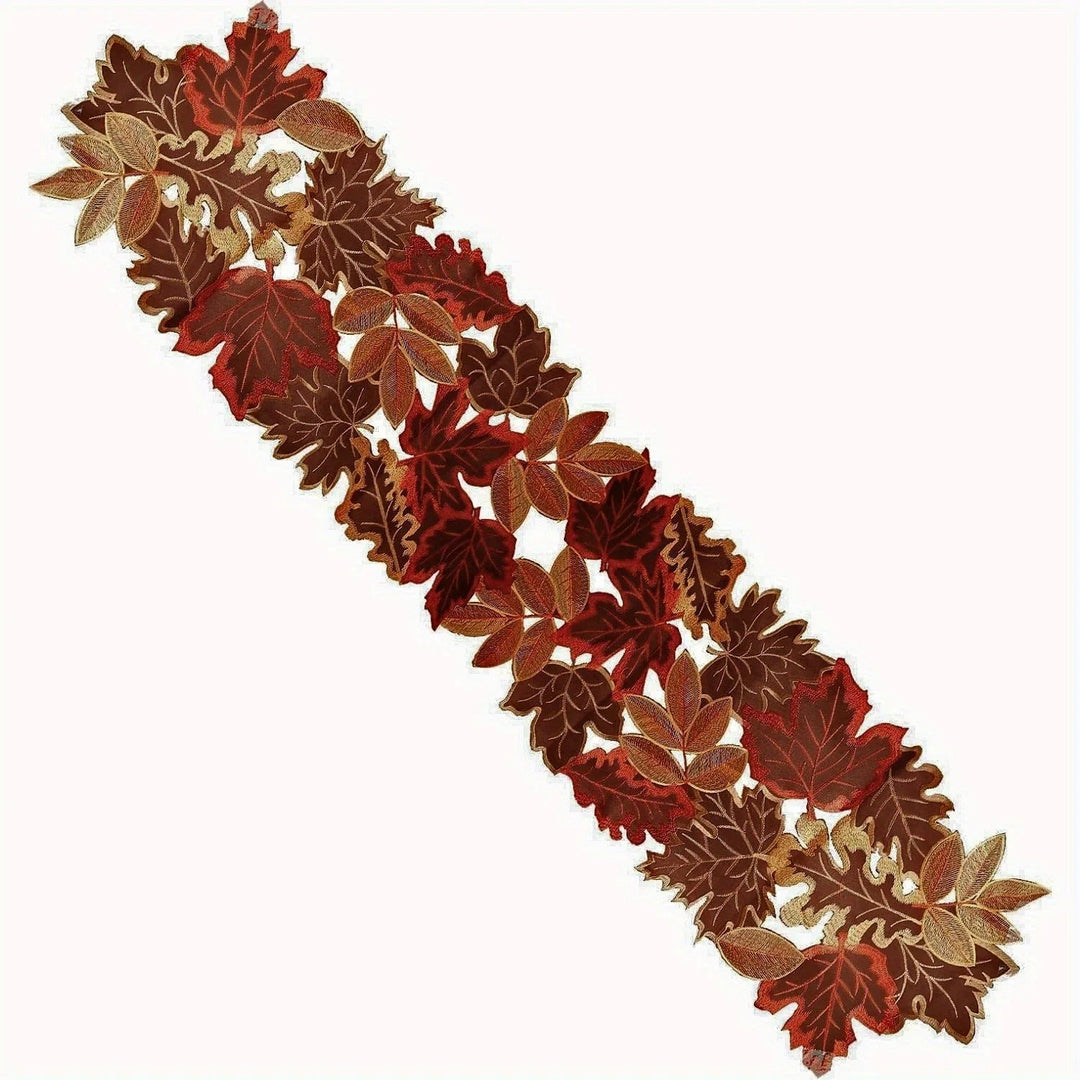 Embroidered Maple Leaf Table Runner