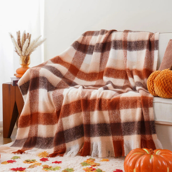 Faux Mohair Plaid Throw