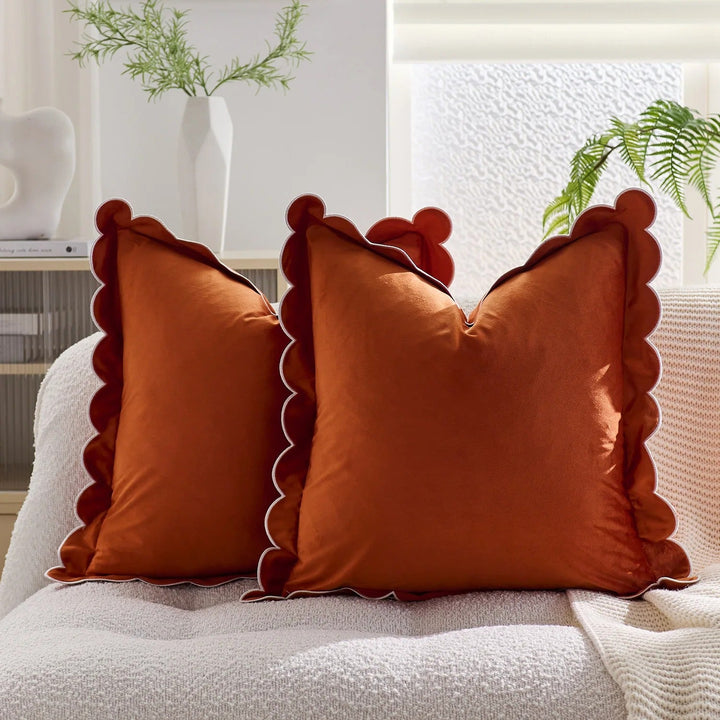Scalloped Velvet Accent Pillow