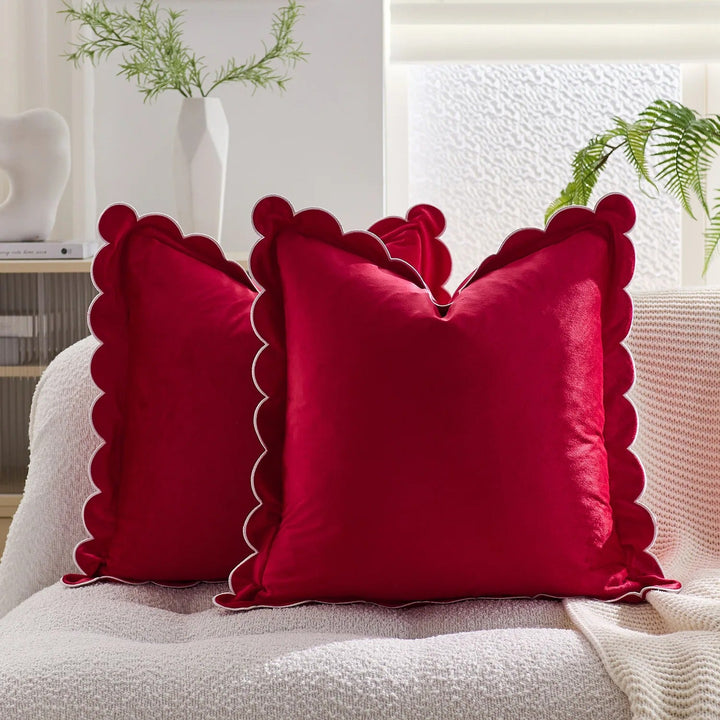Scalloped Velvet Accent Pillow
