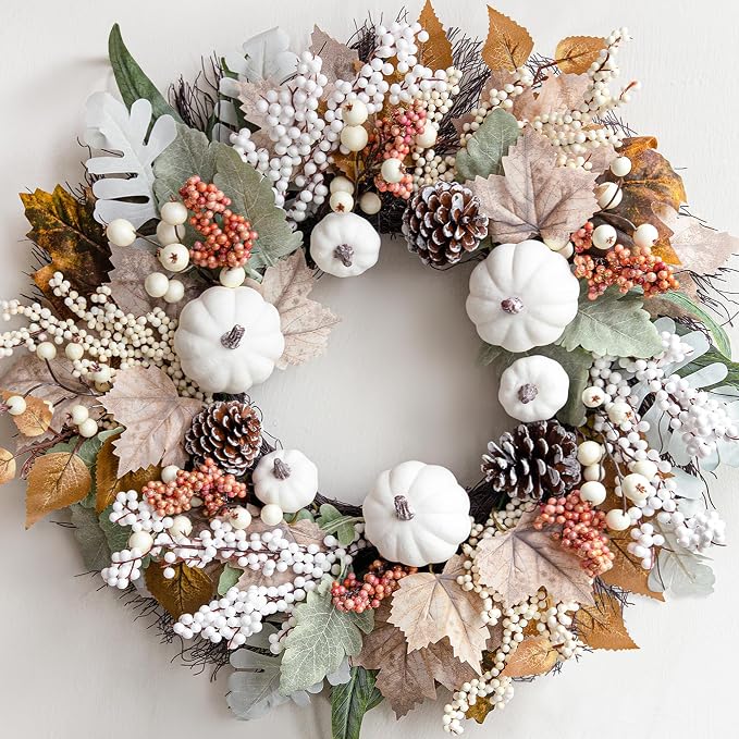 Ivory Harvest Pumpkin Wreath