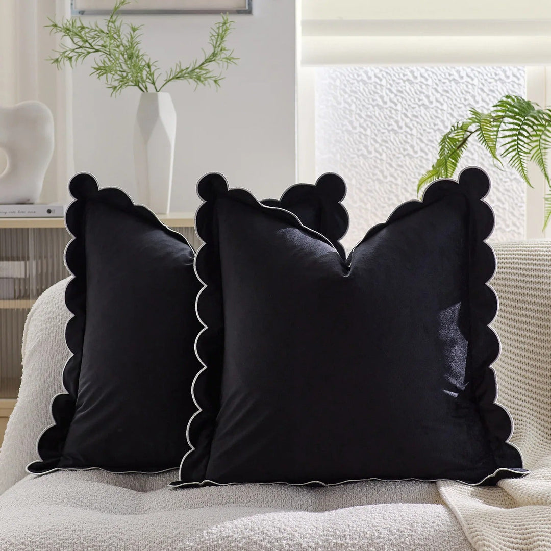 Scalloped Velvet Accent Pillow
