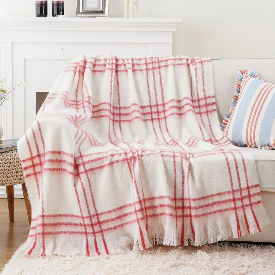 Faux Mohair Plaid Throw