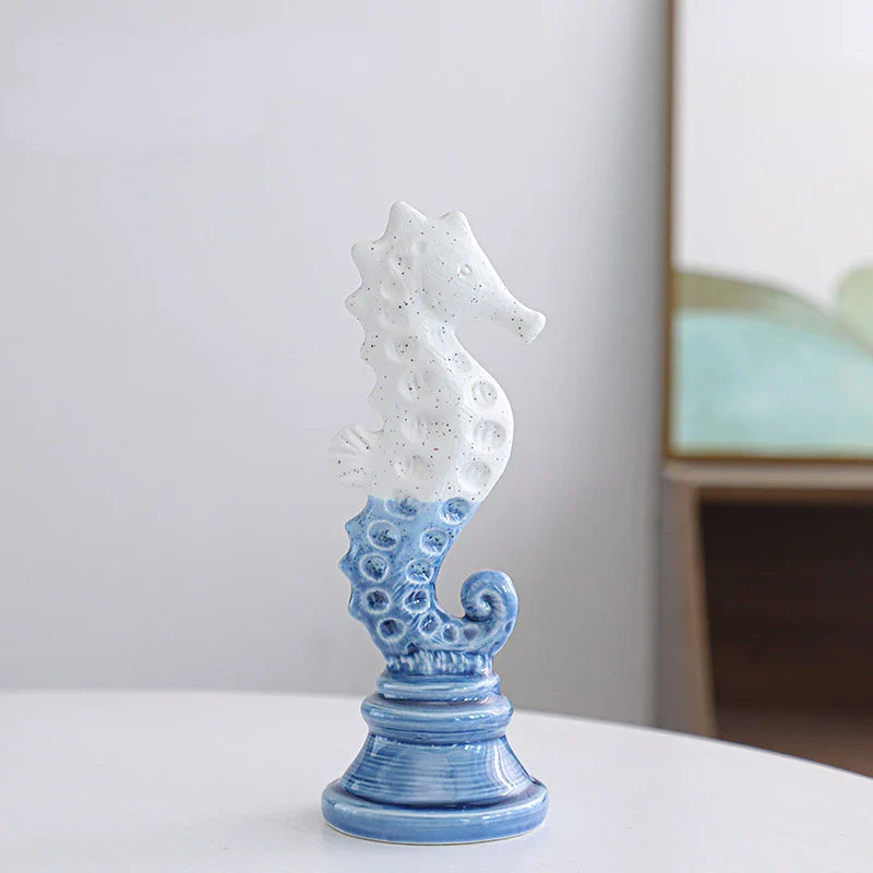 Azure Knight – Cavalluccio marino scultoreo in resina
