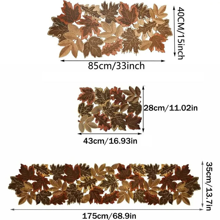 Embroidered Maple Leaf Table Runner