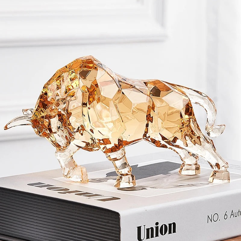 Golden Crystal Bull Figurine