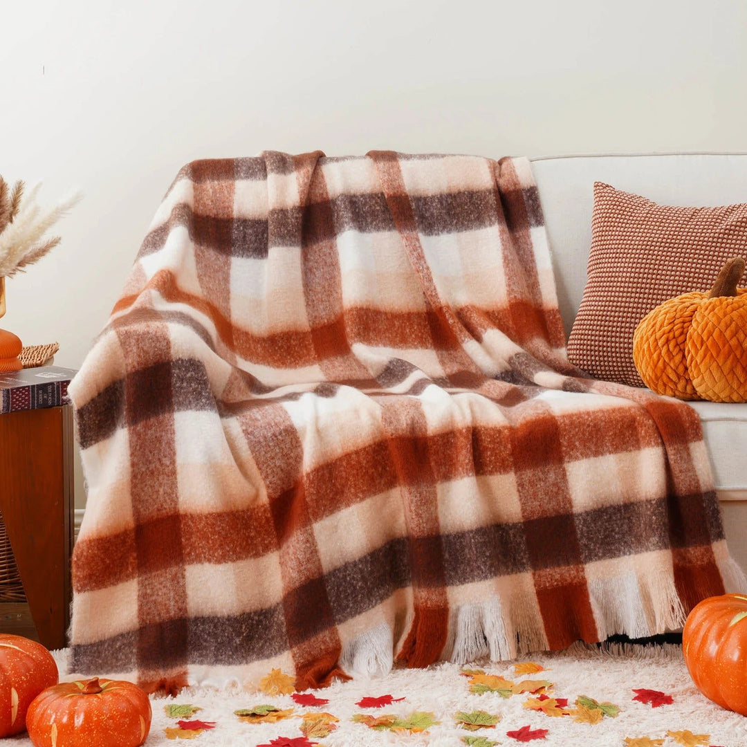 Faux Mohair Plaid Throw