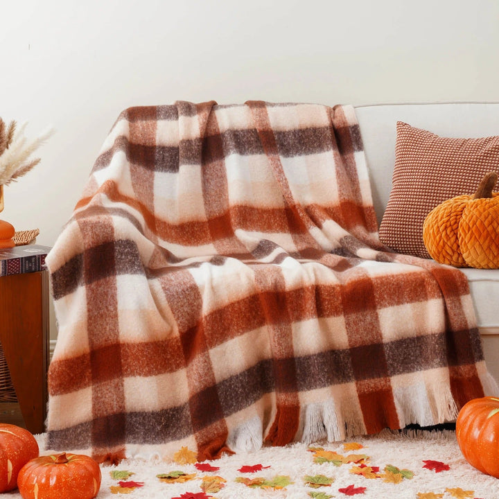 Faux Mohair Plaid Throw
