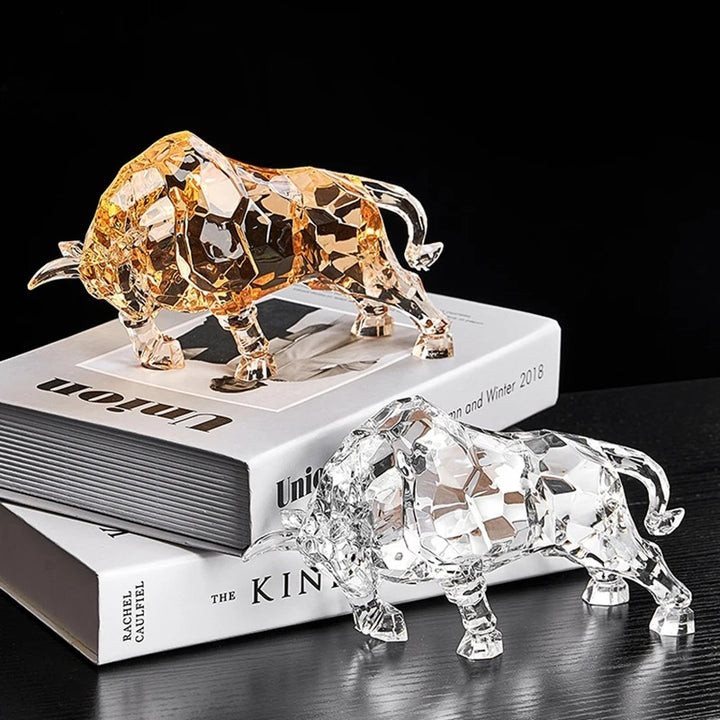 Golden Crystal Bull Figurine