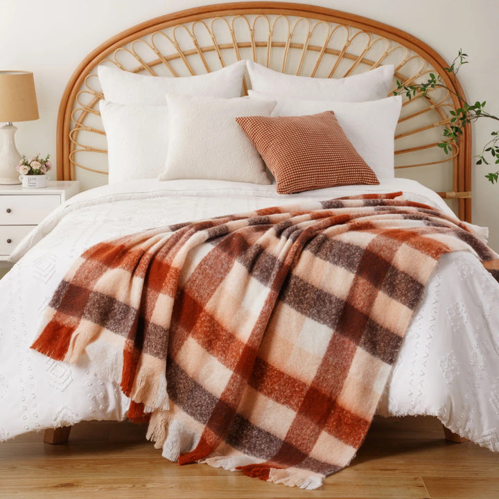 Faux Mohair Plaid Throw