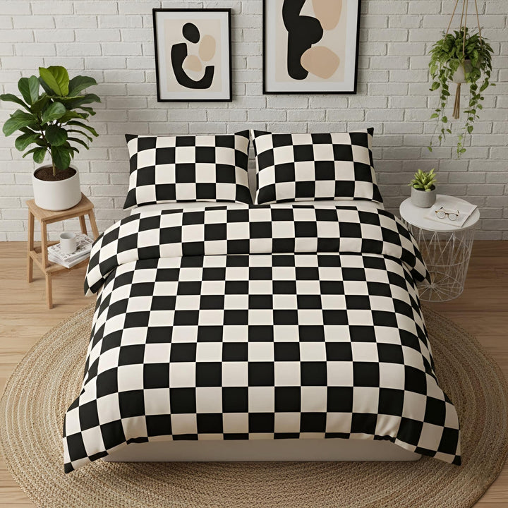 Set di biancheria da letto a scacchi