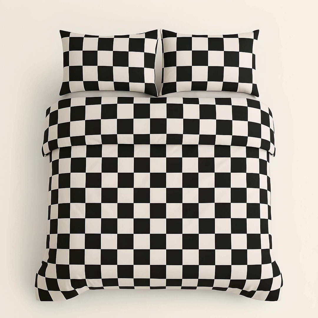 Set di biancheria da letto a scacchi