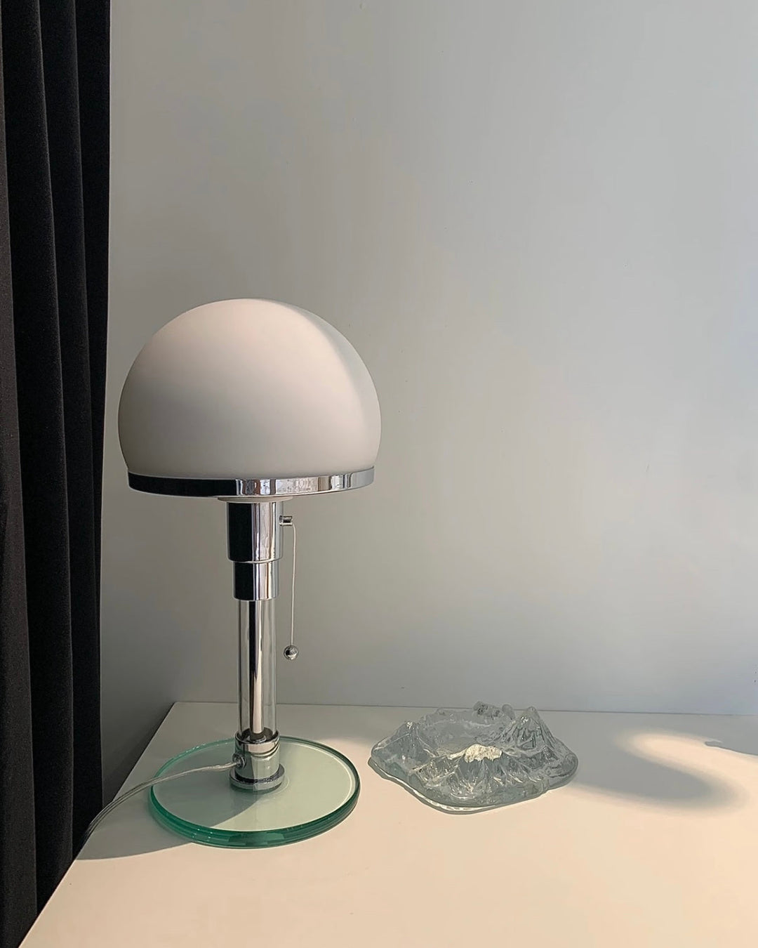 Lampada da tavolo a fungo cromata