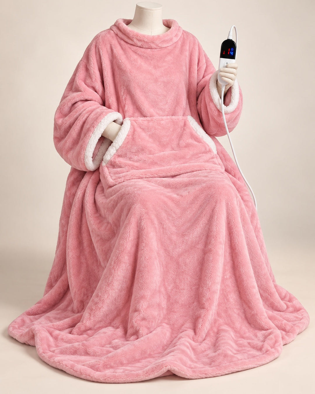 Kuschelige Heizdecke zum Anziehen mit Powerbank