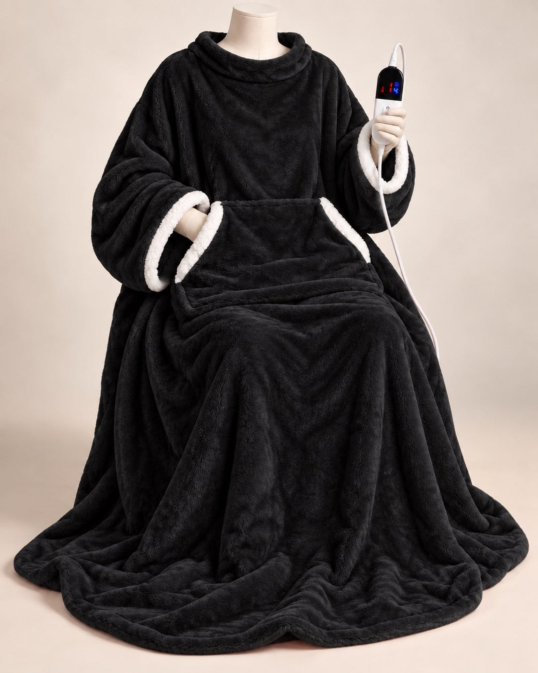 Kuschelige Heizdecke zum Anziehen mit Powerbank