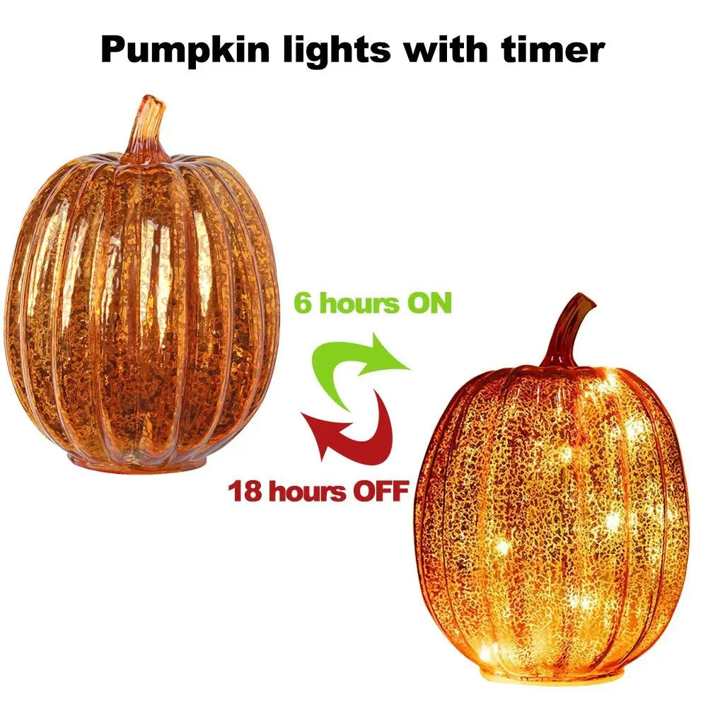 Amber Glow Glass Pumpkin