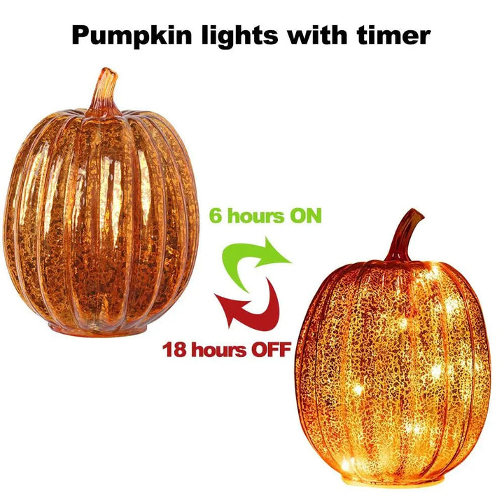 Amber Glow Glass Pumpkin