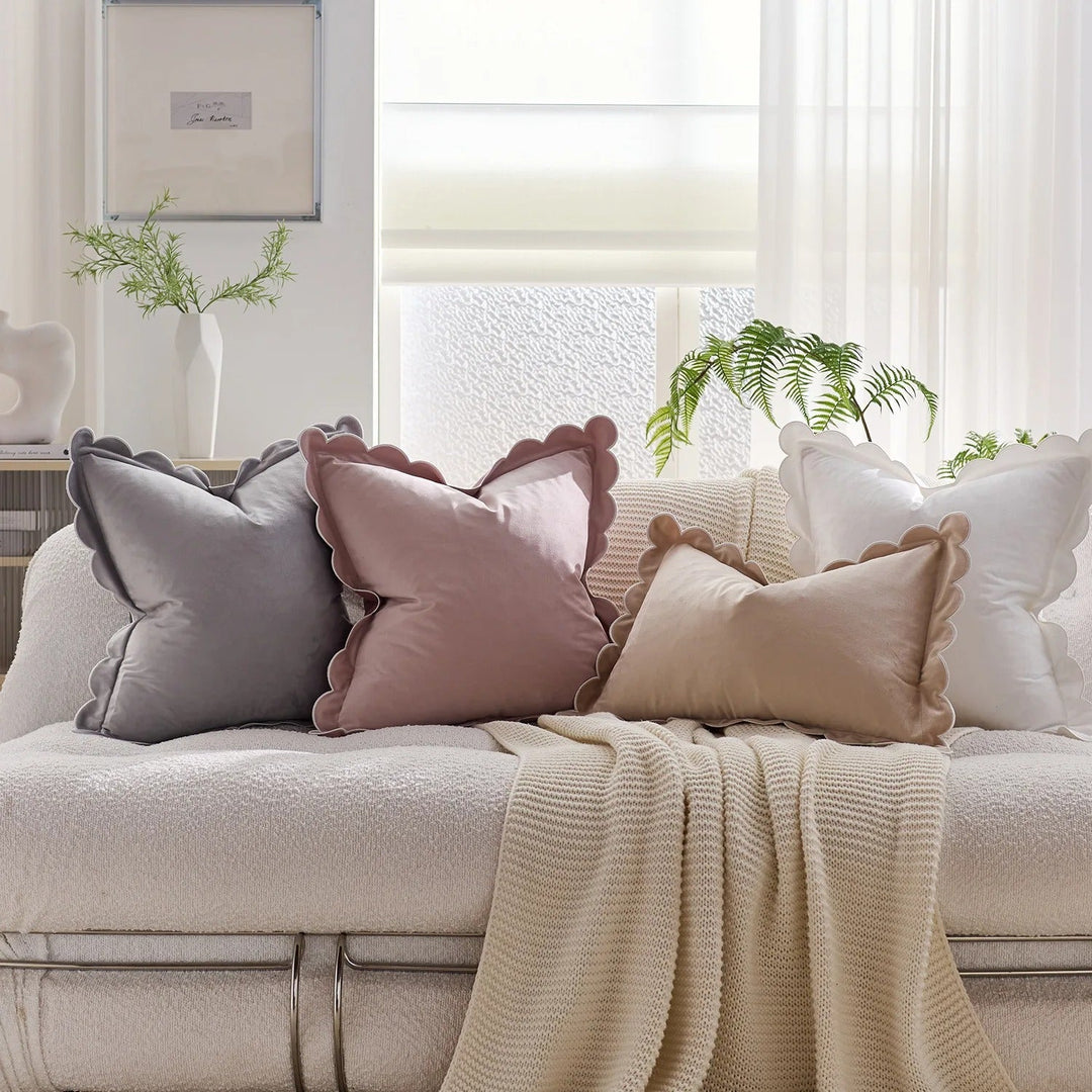 Scalloped Velvet Accent Pillow