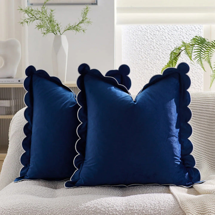 Scalloped Velvet Accent Pillow