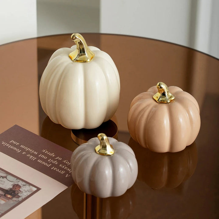 Matte Ceramic Pumpkins — Set of 3
