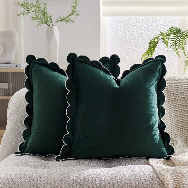 Scalloped Velvet Accent Pillow