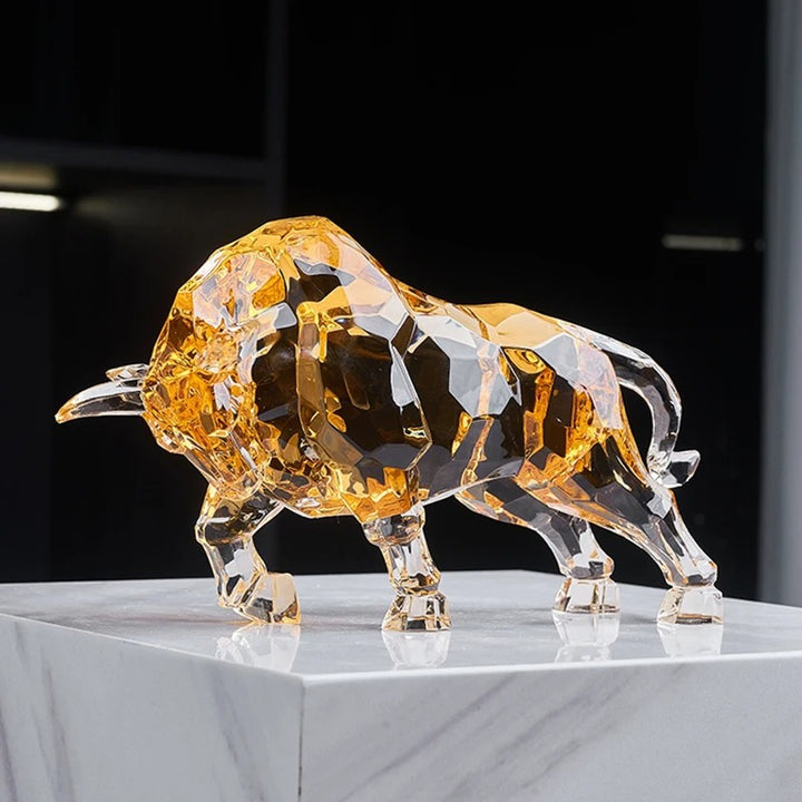 Golden Crystal Bull Figurine