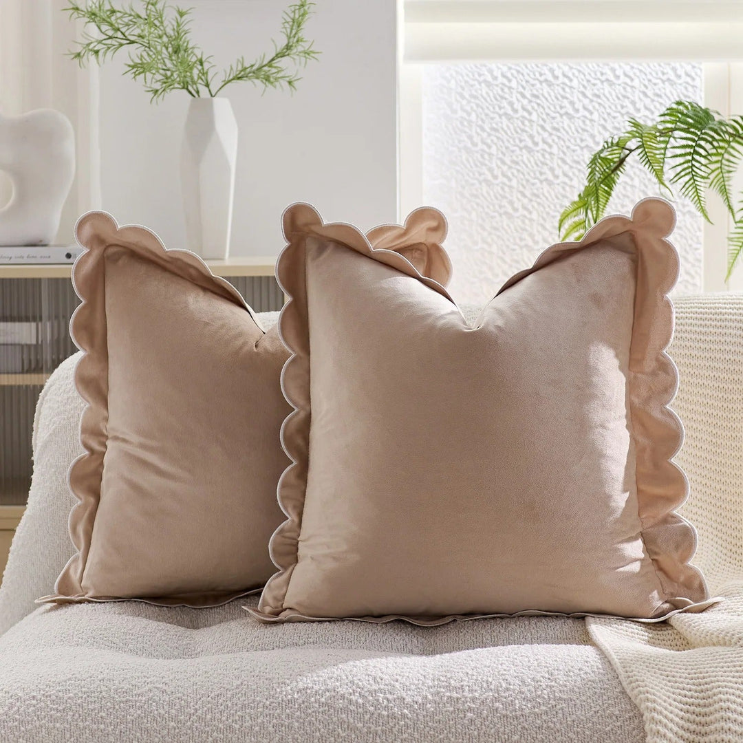 Scalloped Velvet Accent Pillow