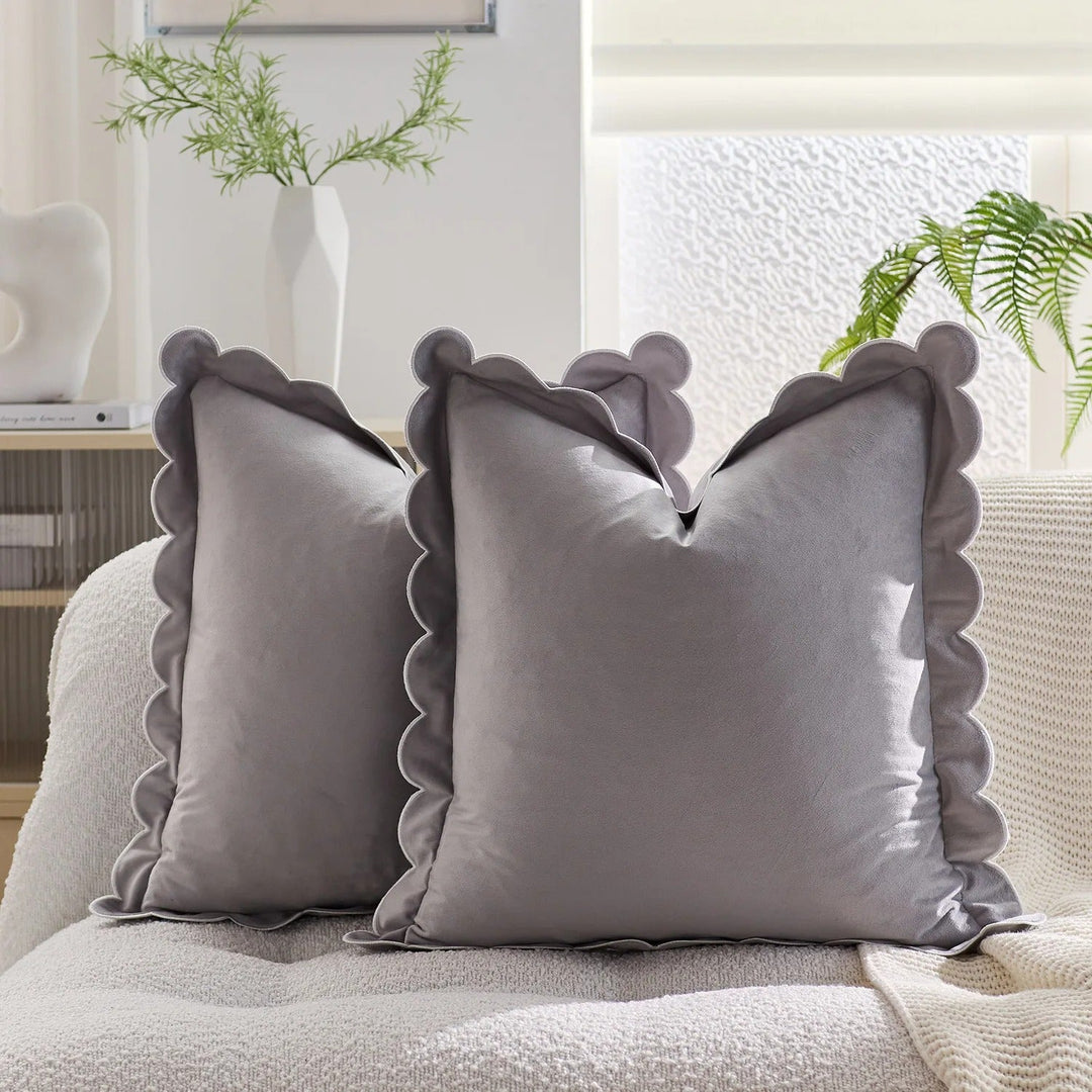 Scalloped Velvet Accent Pillow