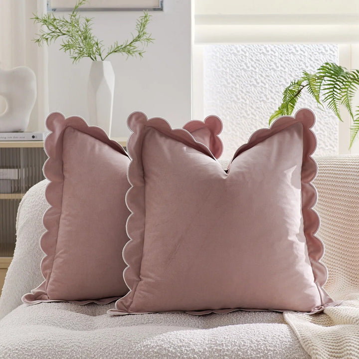 Scalloped Velvet Accent Pillow