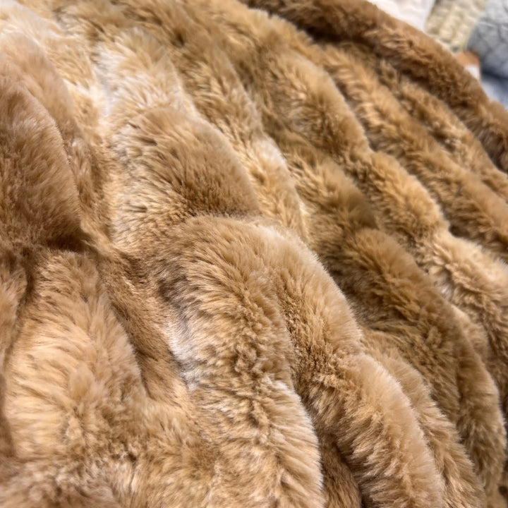 Ruched Faux Fur Throw Blanket