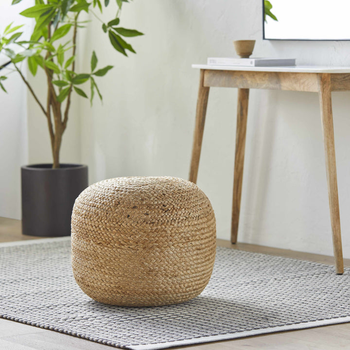 Pouf rotondo in iuta Kaumakani – intrecciato