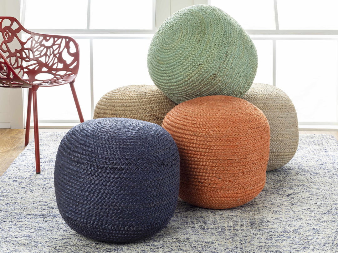 Pouf rotondo in iuta Kaumakani – intrecciato