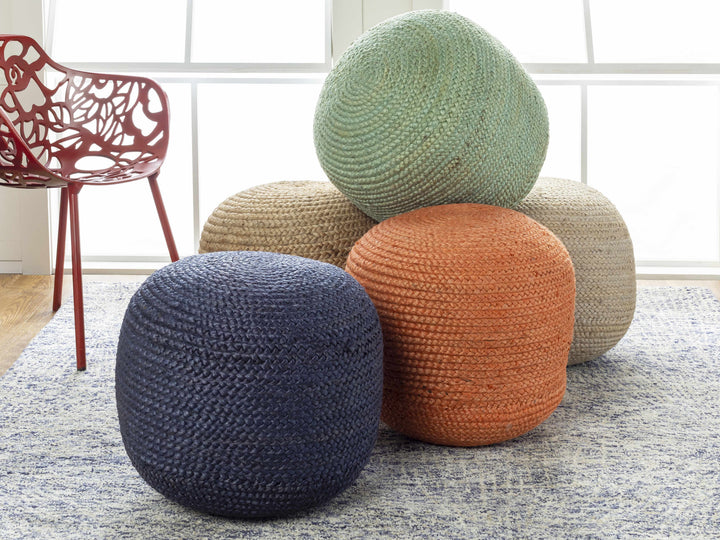 Pouf rotondo in iuta Kaumakani – intrecciato