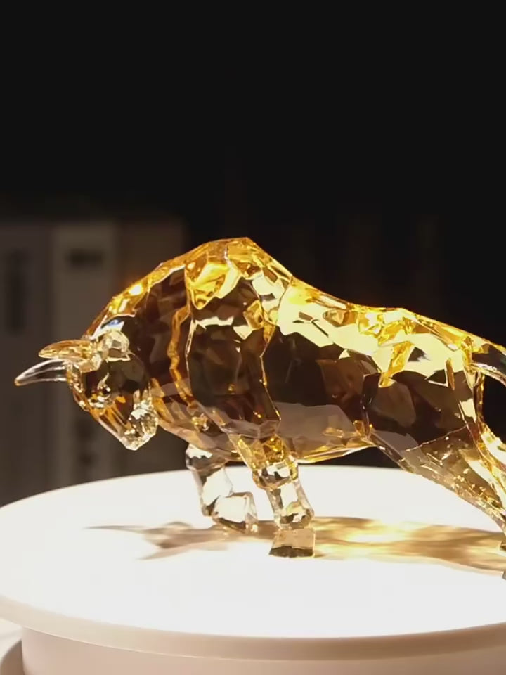 Golden Crystal Bull Figurine